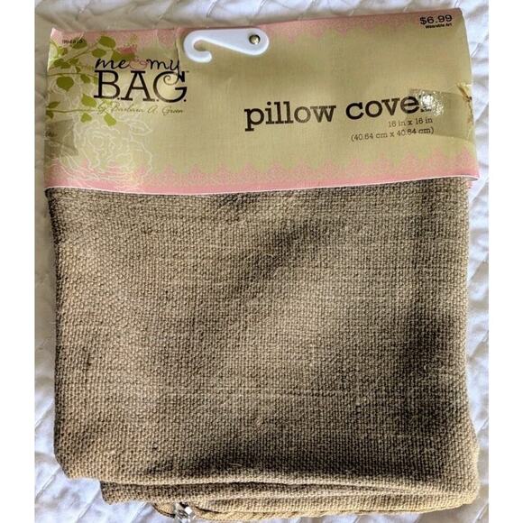 Burlap Pillow Cover 16 X 16 inches Inch Rustic Decor Zipper Close - Picture 1 of 5